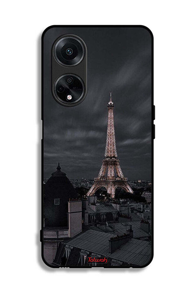 غطاء حماية لهاتف Oppo F23 5G بتصميم برج إيفل في الليل