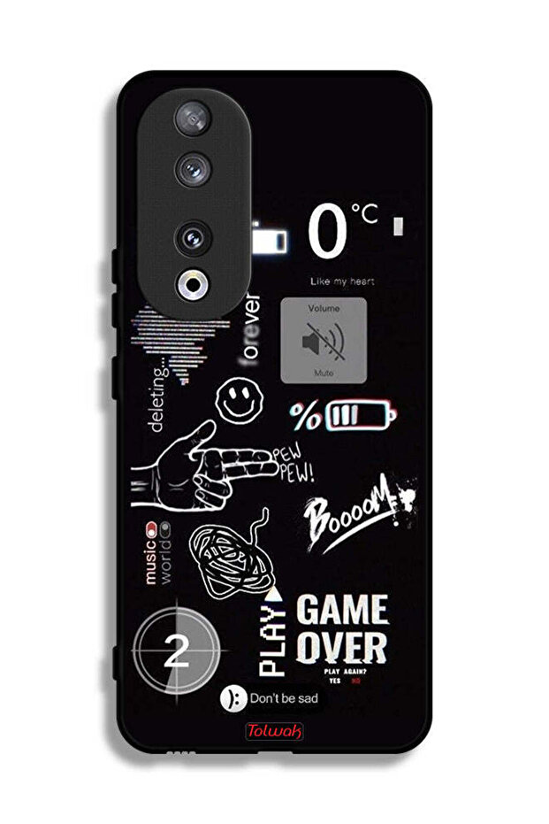 غطاء حماية لهاتف Honor 90 بتصميم Game Over Pew Pew