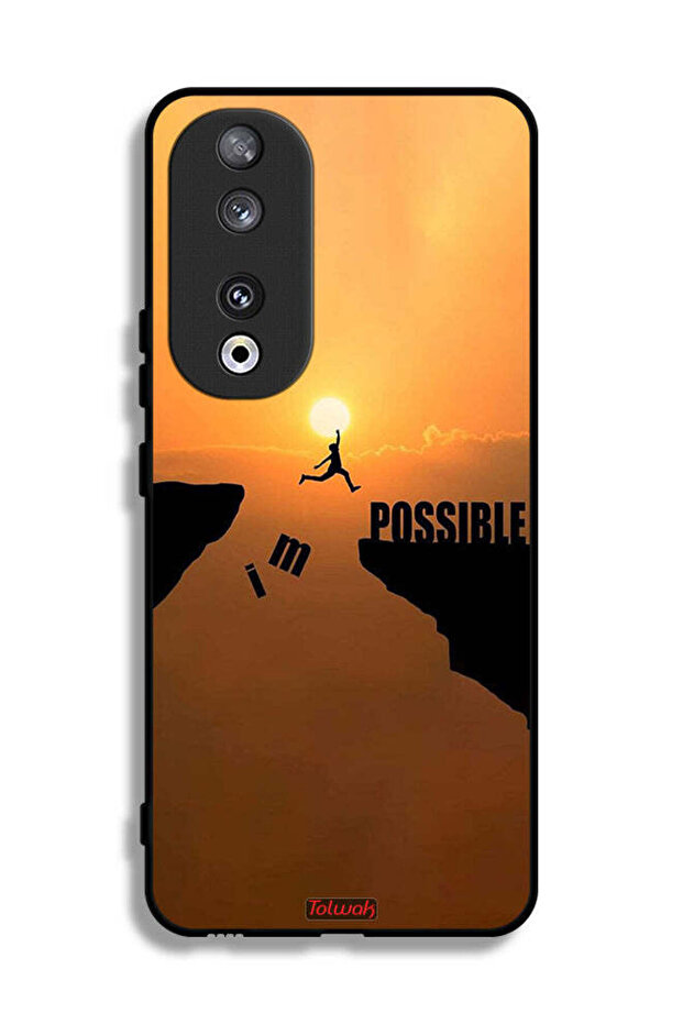 غطاء حماية لهاتف Honor 90 مطبوع عليه عبارة "أنا ممكن"