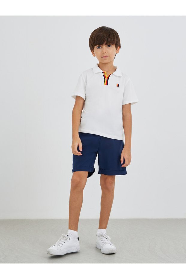 Boys Contrast Trim Short Sleeve Polo T-Shirt and Shorts Set