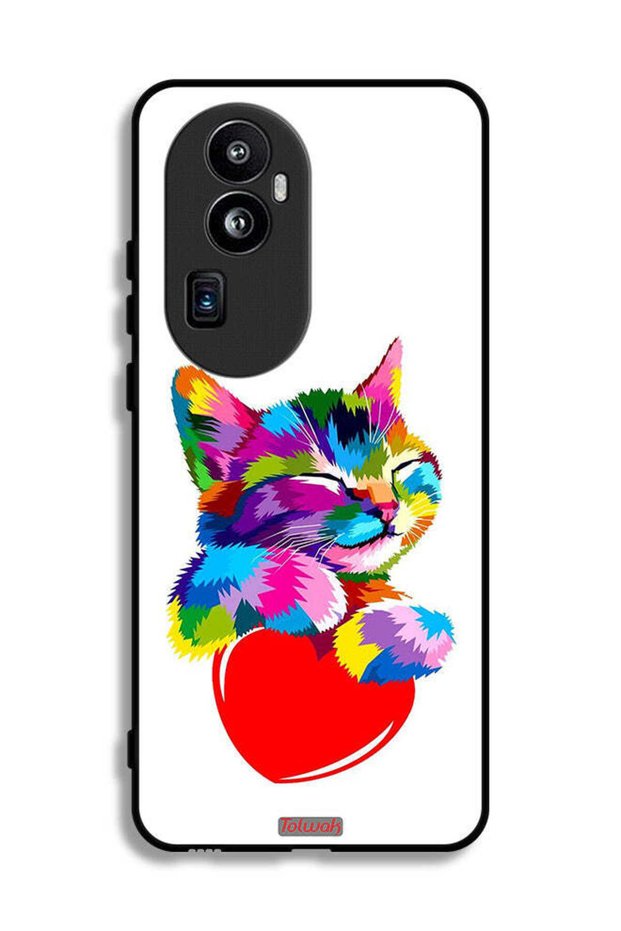 غطاء حماية لهاتف Oppo Reno10 Pro Plus بتصميم قطة ملونة