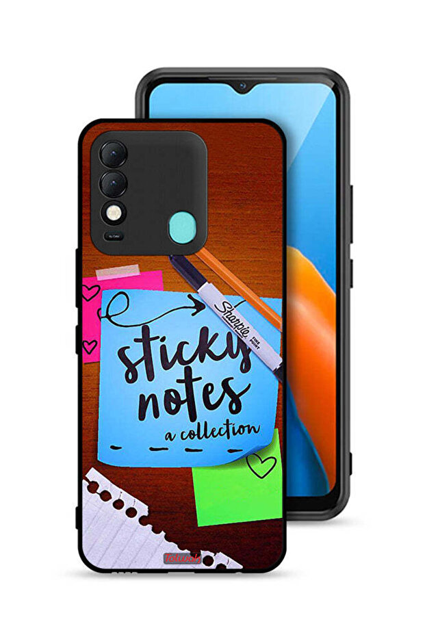 غطاء حماية لهاتف Tecno Spark 8 مع ملاحظات لاصقة