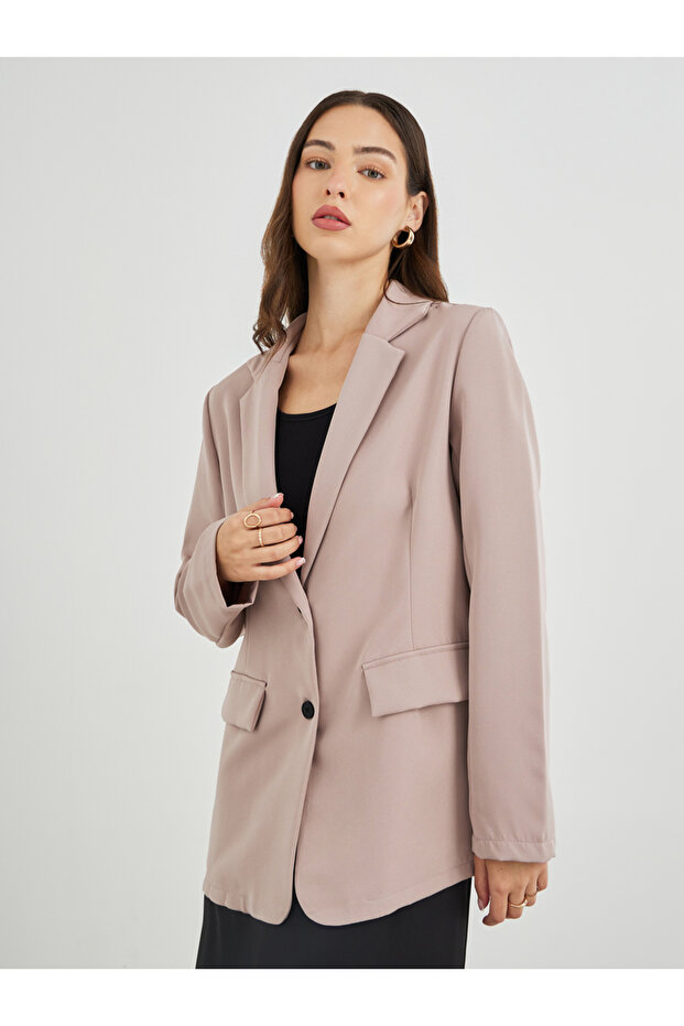 بليزر سادة بأزرار وملصق - 3