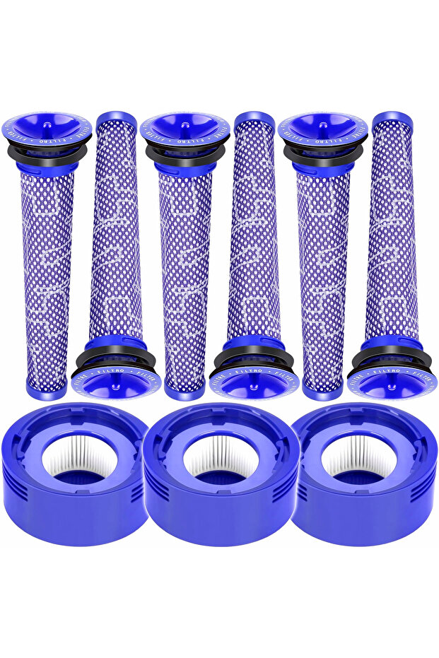 Set de 9 filtre NewEvo® compatibile cu aspiratoarele Dyson V7 V8 V8+, 6 prefiltre, 3 filtre Hepa - 1