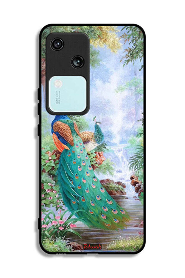 غطاء حماية لهاتف Vivo S18 5G بتصميم الطاووس