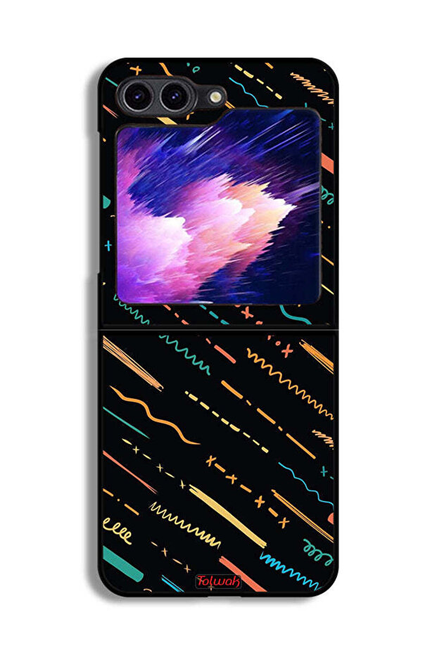 غطاء حماية لهاتف Samsung Galaxy Z Flip6 بنمط خطوط تجريدية X