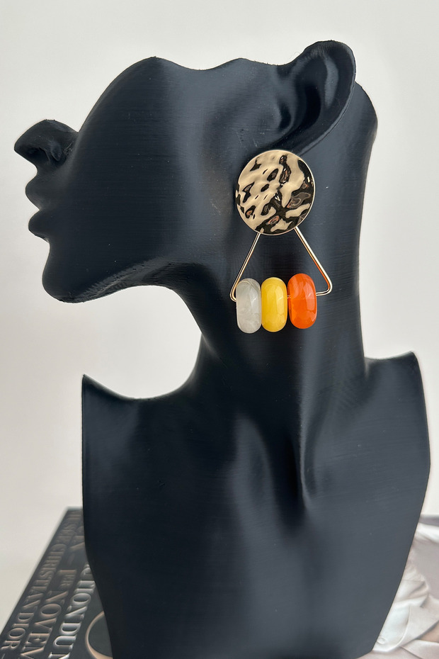 Round Metal Detail Acrylic Colorful Hoops Earrings (5cm)