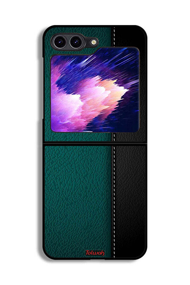غطاء حماية جلدي بنمط هندسي لهاتف Samsung Galaxy Z Flip6