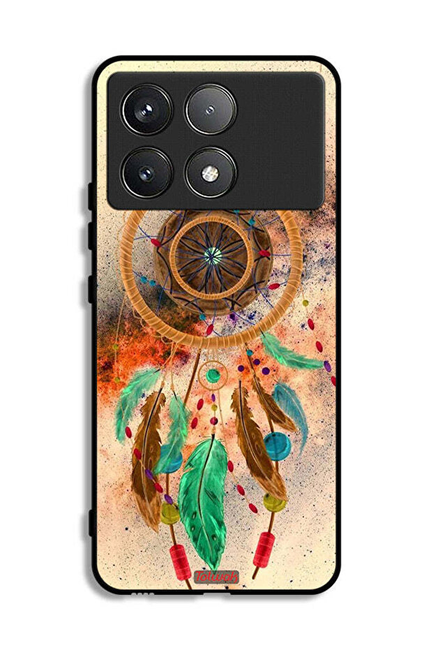 Xiaomi Poco F6 Pro Protective Case Cover Mandala Hanging Feathers