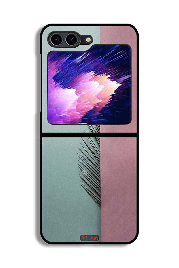 غطاء حماية لهاتف Samsung Galaxy Z Flip6 بتصميم نصف أوراق