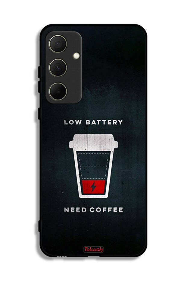 Samsung Galaxy A35 5G Protective Case Cover Low Battery Need Coffee