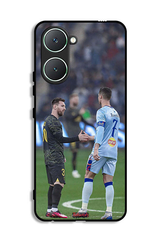 غطاء حماية لهاتف Vivo Y03 4G بتصميم ميسي ورونالدو