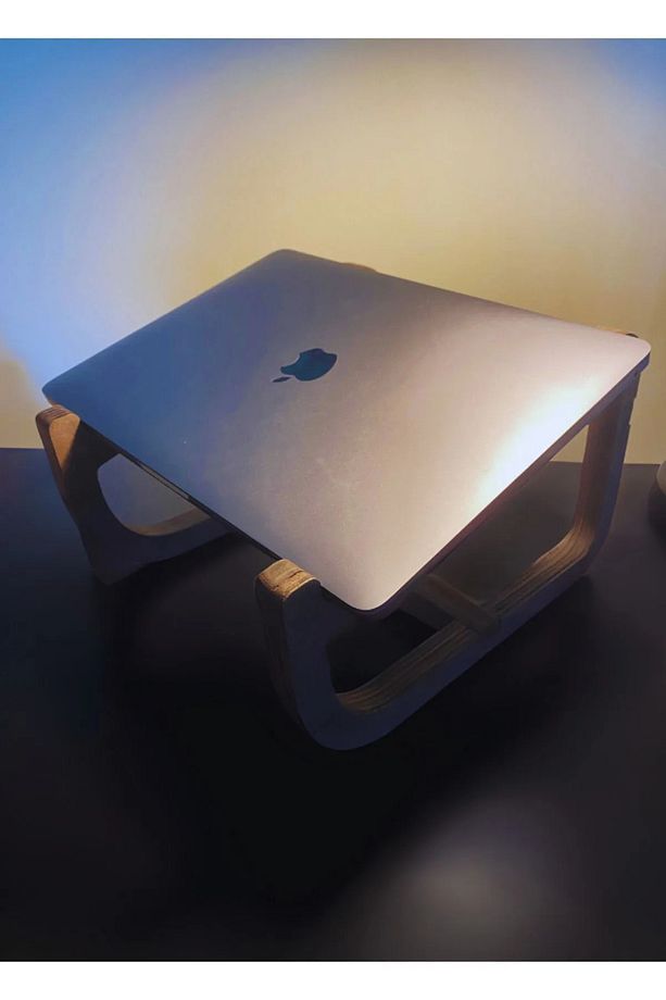 Ahşap 2'li Set Laptop Standı Yükseltici Kablo Düzenleyici Notebook Yükseltici - 5