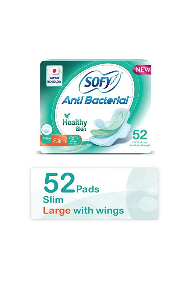 Antibacterial, Slim 29Cm, Large, 52 Pieces - White, 29Cm
