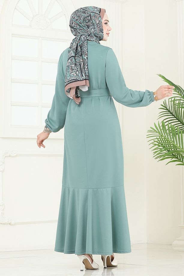 Kemerli Scuba Elbise 444DVL817 Mint - 5