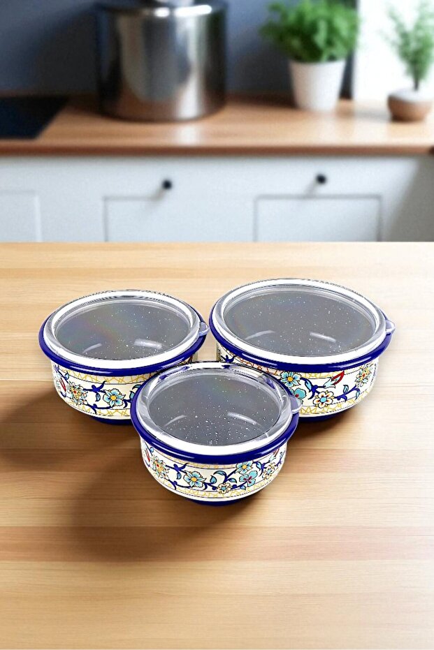 No. 14 - 16 - 18 Enameled Storage Container Set of 3 - 6