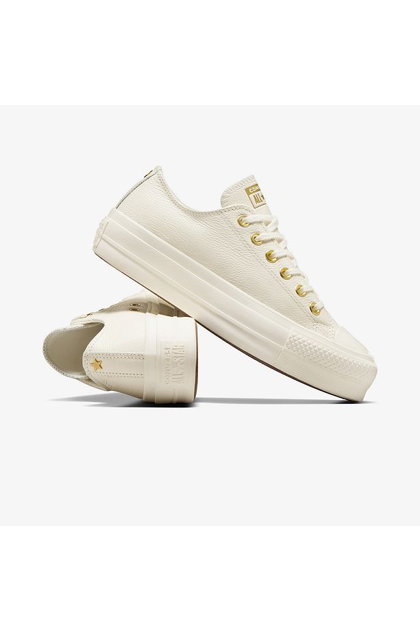 Chuck Taylor All Star Lift Kadın Krem Deri Platform Sneaker - 6