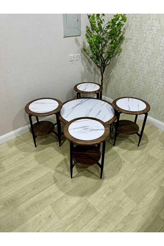 طقم طاولات خدمه 4+1 مقاس 80 سم - 3