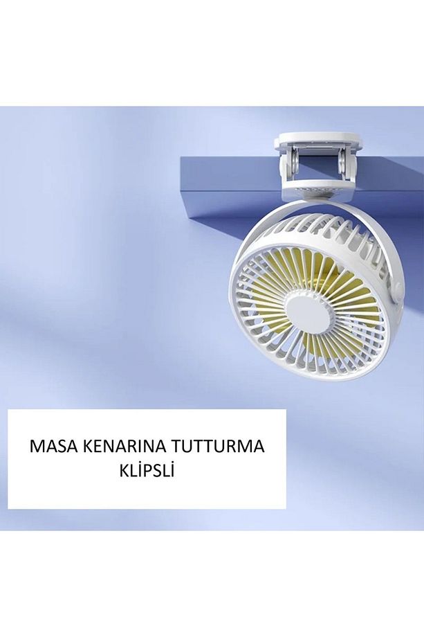 Taşınabilir USB Klipsli Fan Şarj Edilebilir, 720° Dönebilme, 3 Hız Yaz ve Dış Mekan Kullanımı İçin - 2