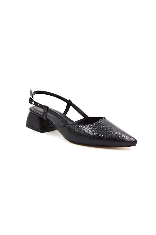 Cico Low Thick Heeled Closed Toe Women's Shoes Black