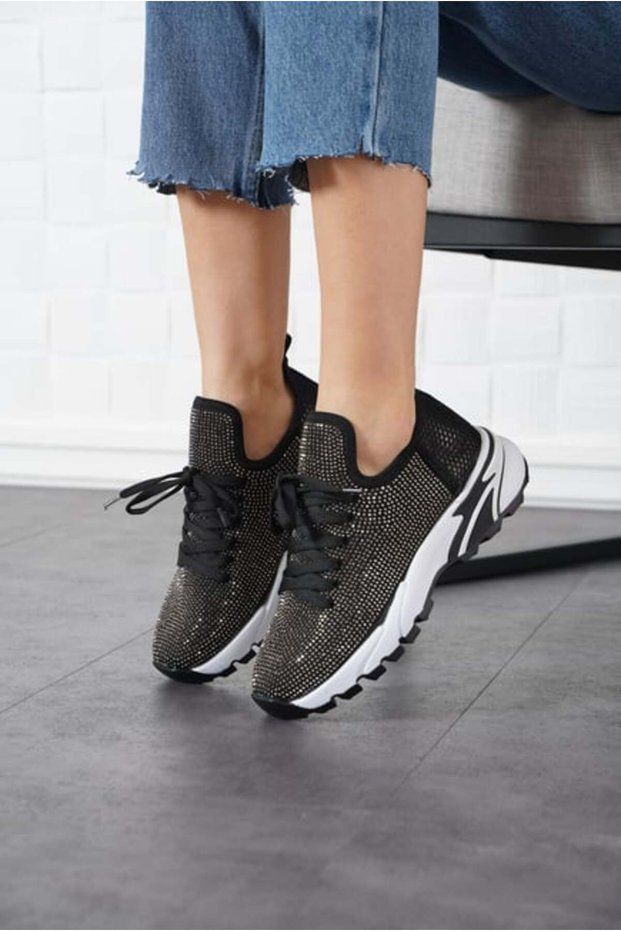 Kindep Taru Drop Stone Detailed Casual Women's Shoes Black