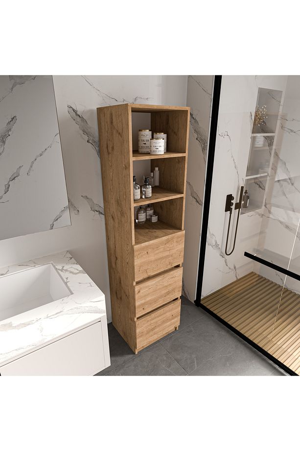 Eylül Çok Amaçlı Dolap 2 Raflı, 3 Çekmeceli, Ekonomik, Modüler, Banyo Mutfak Dolabı - 2