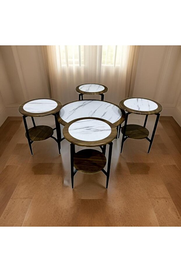 طقم طاولات خدمه 4+1 مقاس 100 سم - 1