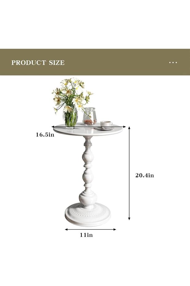 Metal Small End Table, 15.7 x 21 in, Matte Round Side Table - 4