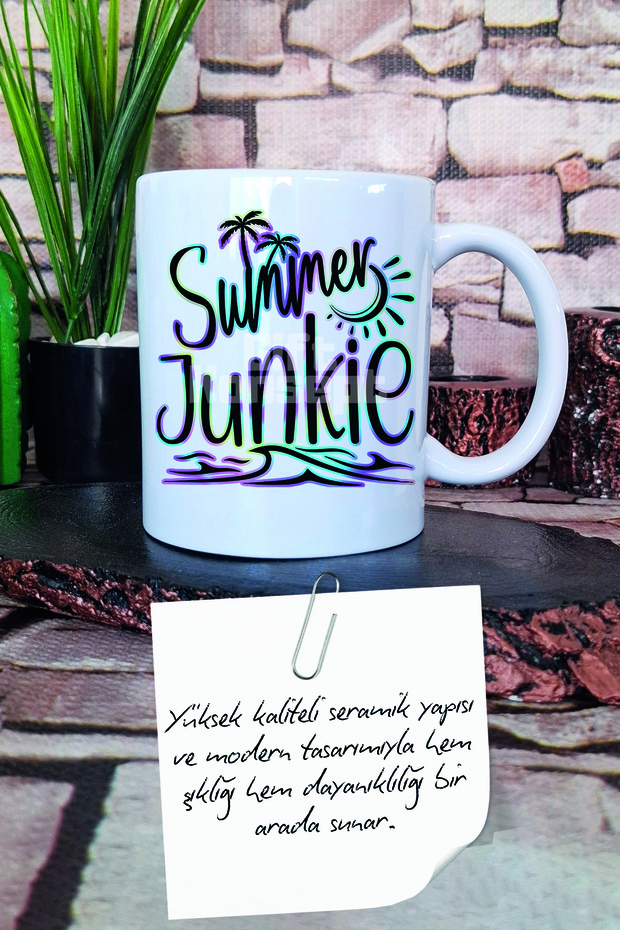 كوب هدية مطبوع عليه Summer Junkie - 3
