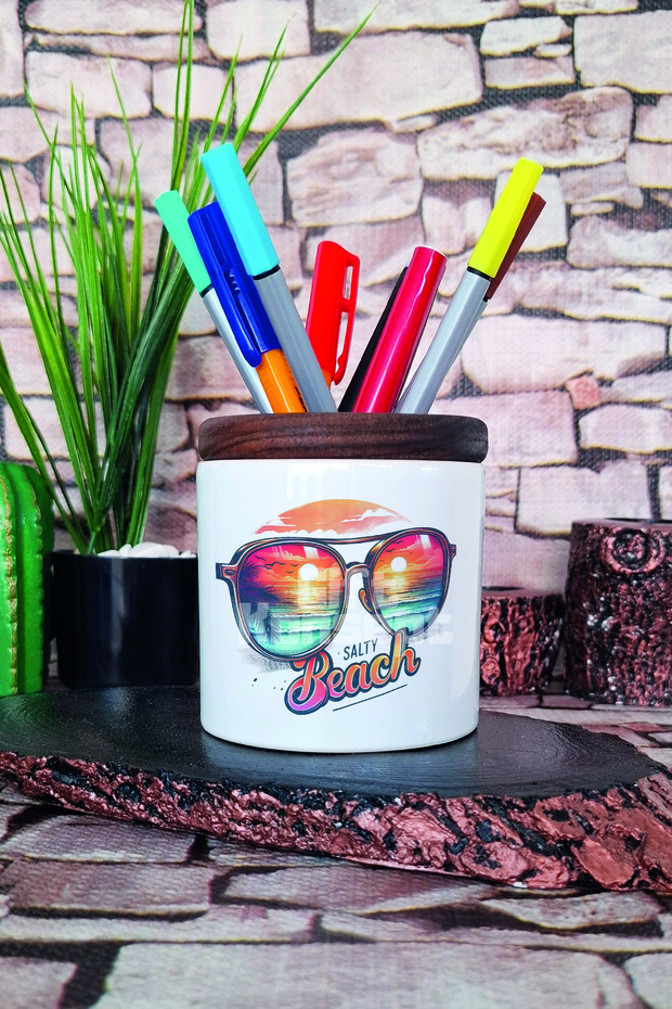 منظم سطح المكتب لحامل الأقلام من السيراميك المطبوع من سالتي بيتش