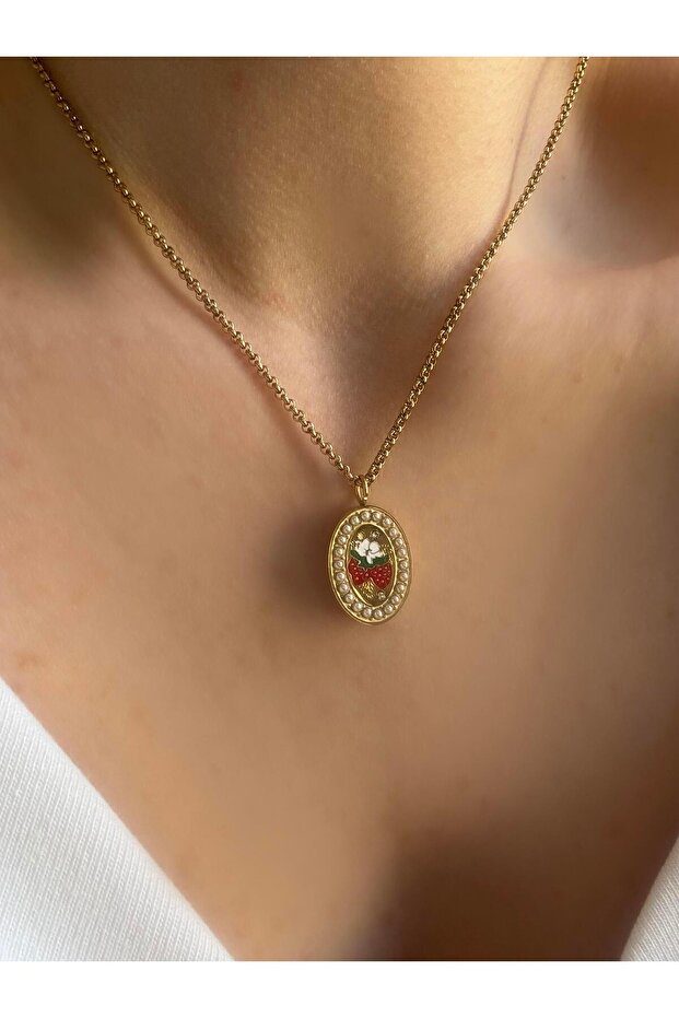 Çelik Strawberry Kolye - 2