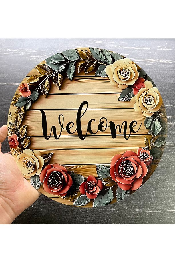 Welcome Kapı Süsü 2D Çiçekler Baskı Kapı Süsü - 3