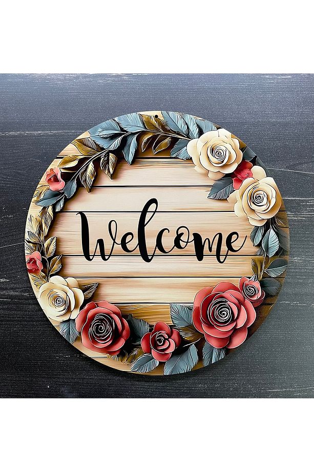 Welcome Kapı Süsü 2D Çiçekler Baskı Kapı Süsü - 1