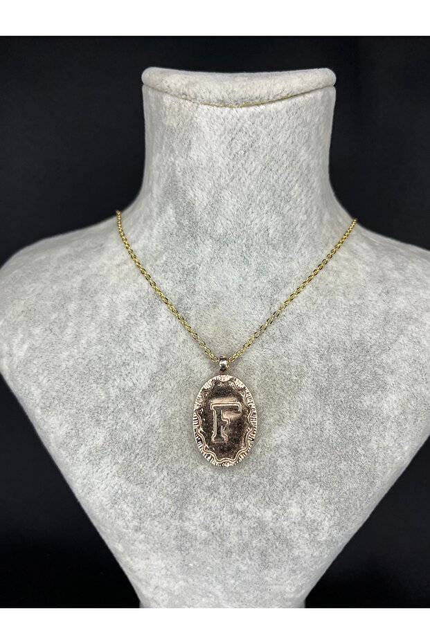 Letter F Gold Steel Necklace
