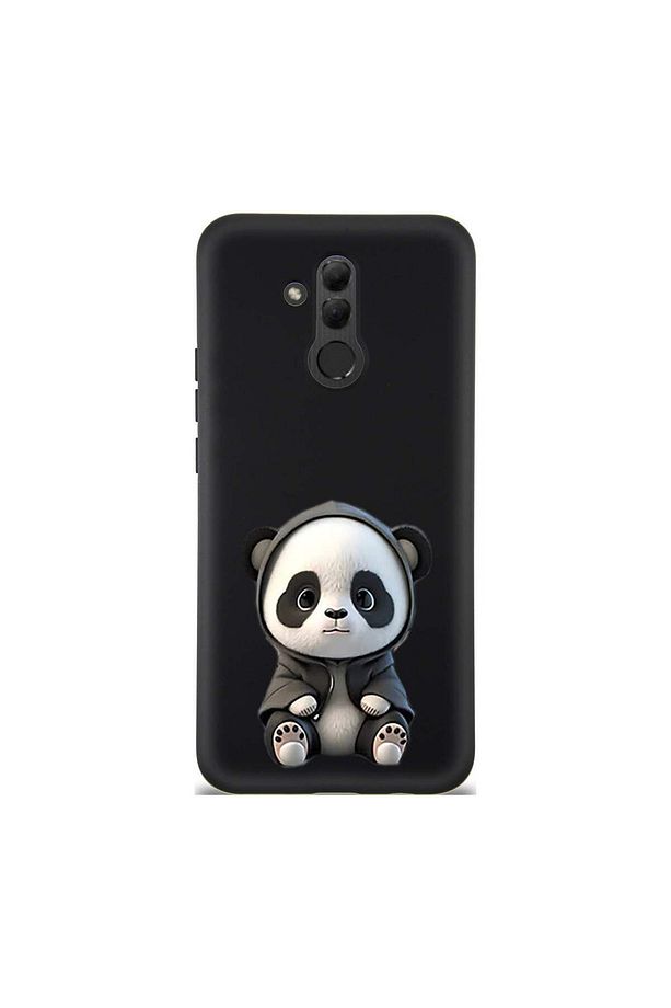 Huawei Mate 20 Lite ile Uyumlu Sevimli Panda (0214d) Tasarımlı Siyah Lansman Kılıf - 1