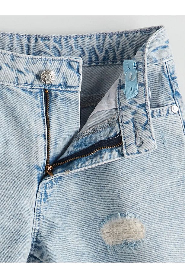 LCW Kids Mavi Beli Ayarlanabilir Lastikli Kız Çocuk Jean Şort - 3