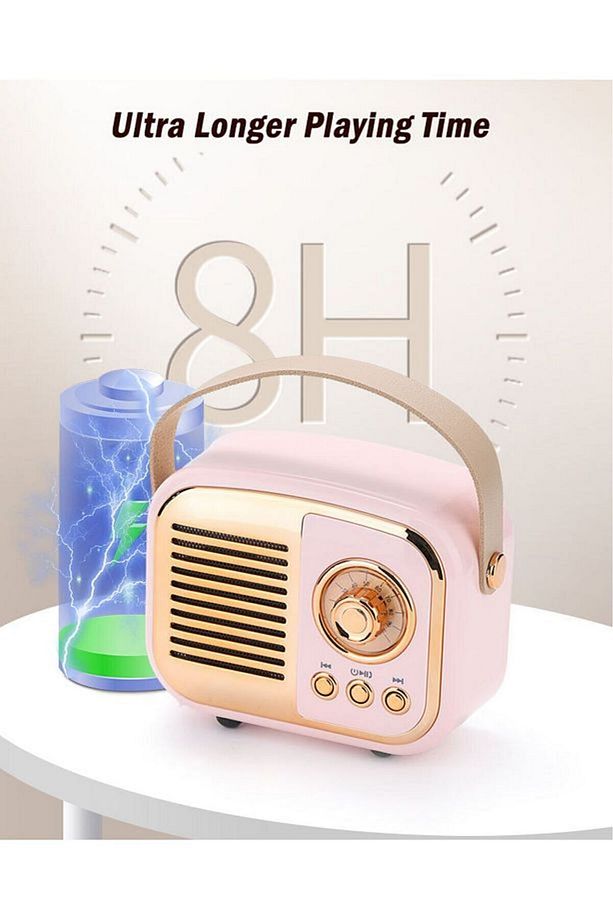 Nostaljik Retro Radio Parlak Kaplama Bluetooth Bağlantılı Hoparlör - 2