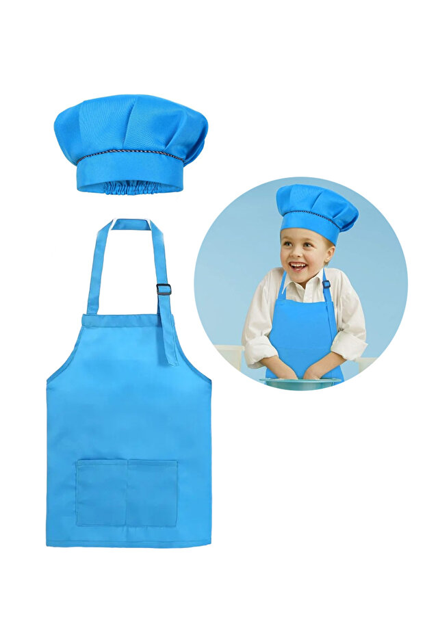 Apron for kids with Chef Hat Set, Ages 3–7, with Pockets, for Cooking & Crafting - 1