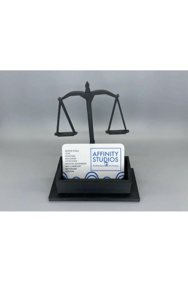 Lawyer "Justice Scales" Modern Business Card Holder - Lawyer Gift Business Card Holder - Office Products