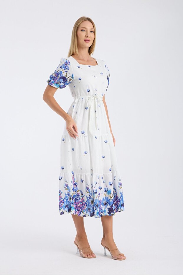 Patterned Belted Dress - 4