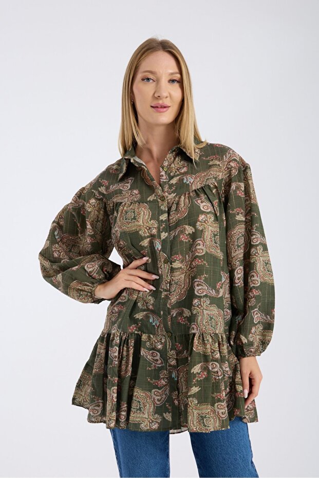 Glitter Ruffle Tunic Shirt
