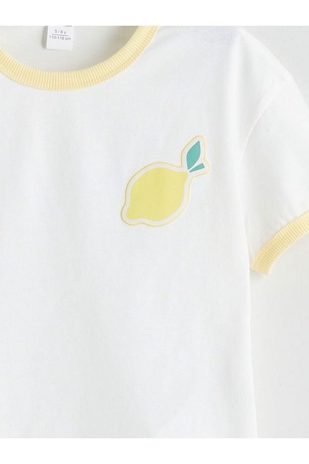 LCW Kids Limon Baskılı Kız Çocuk Tişört ve Şort 2'li - 8