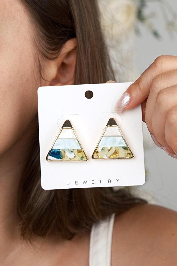 Women's Steel Anti-Tarnish Triangle Earrings Geometric Yellow Design