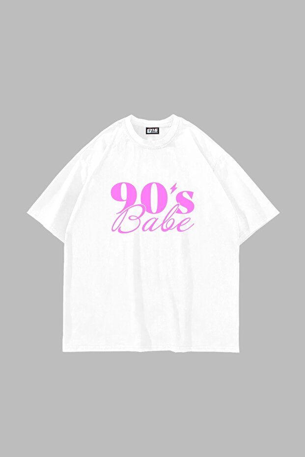 90's Bbe Printed Oversize Unisex White Tshirt