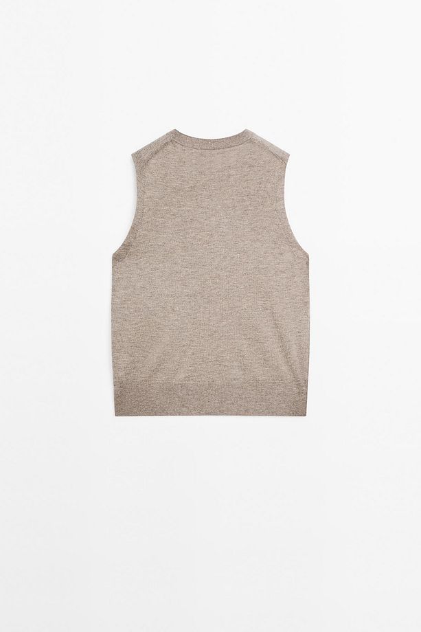 Bisiklet yaka crop yün karışımlı yelek - 8