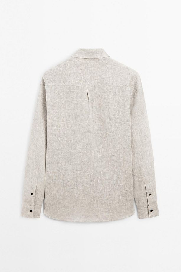 %100 keten regular fit gömlek - 8