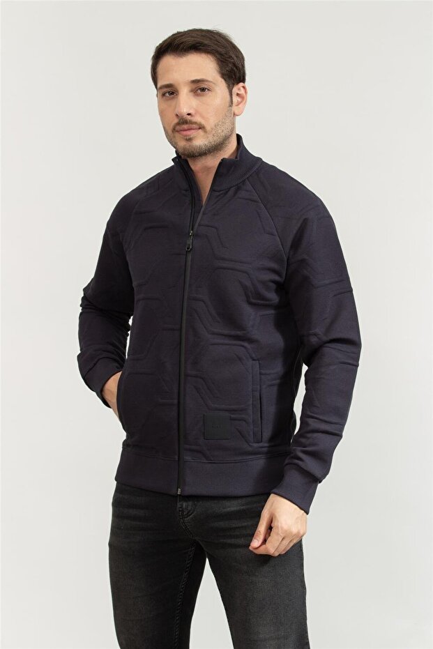 Erkek Fermuarlı Sweatshirt - 2