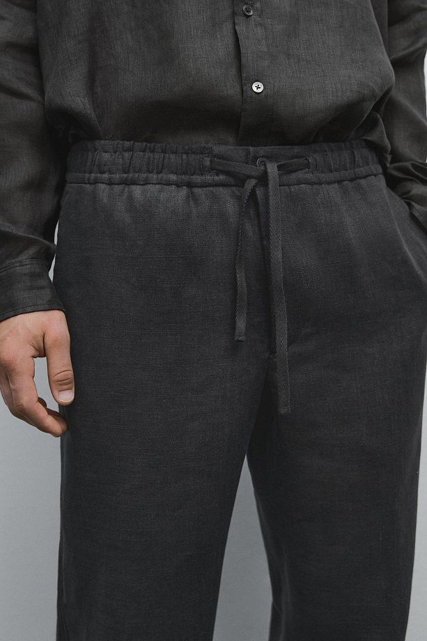 %100 keten jogger pantolon - 3