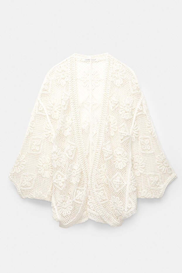 Çiçekli kroşe kimono - 6