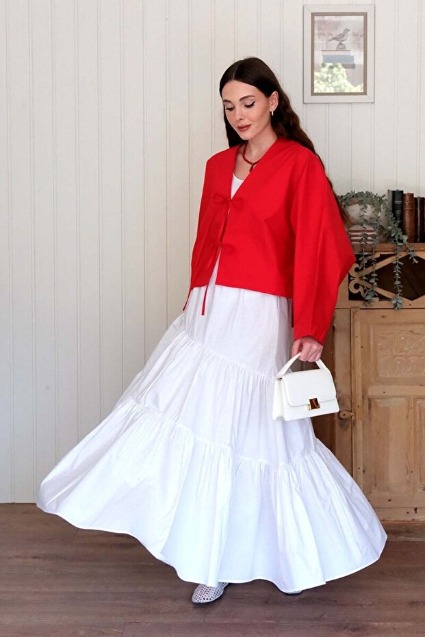 Beyaz Çapraz Kat Etek - 1